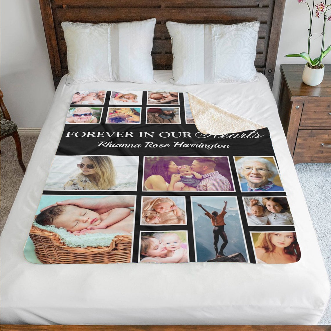 Custom Photo Blanket Photo Memorial Blanket Forever in our Etsy