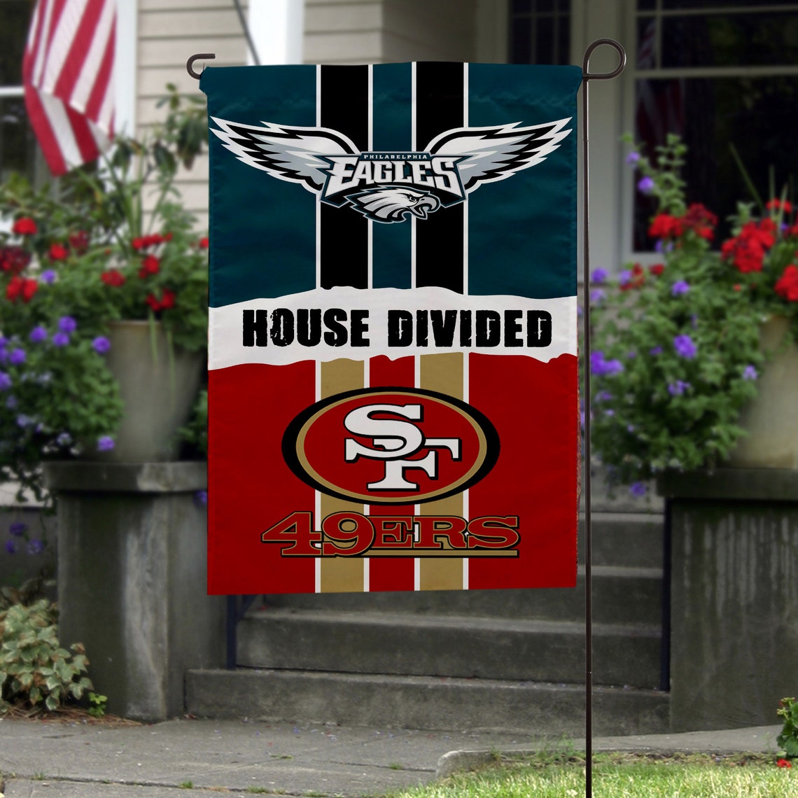 House Divided Garden Flag Football Football House Divided Etsy