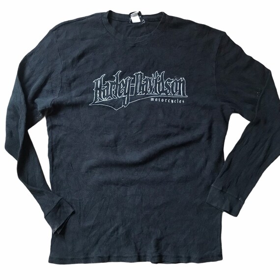 Vintage Harley Davidson T-shirt Longsleeve Waffle