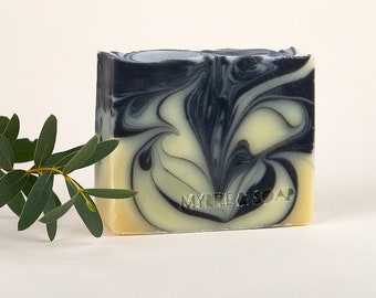 DEEP DUSK Natural Soap with Eucalyptus, Tea Tree Oil, Lavender, Activated Charcoal, Vegan, Handmade, Hands & Body Soap