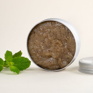 MORNING COFFEE Face Scrub with Peppermint and Arabica Coffee Grounds, Refreshing Daily Scrub, Vegan, Handmade