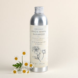Natural LEMON MYRTLE Shampoo with Chamomile, Vegan, Cruetly-Free, Cleansing Shampoo, Coconut & Apple Based, Scented with Essential OIls