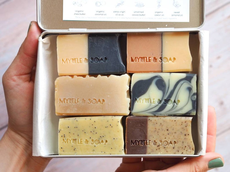 Myrtle MyBox SILVER Soap Assortment with 6 Natural Handmade Mini Soaps image 1