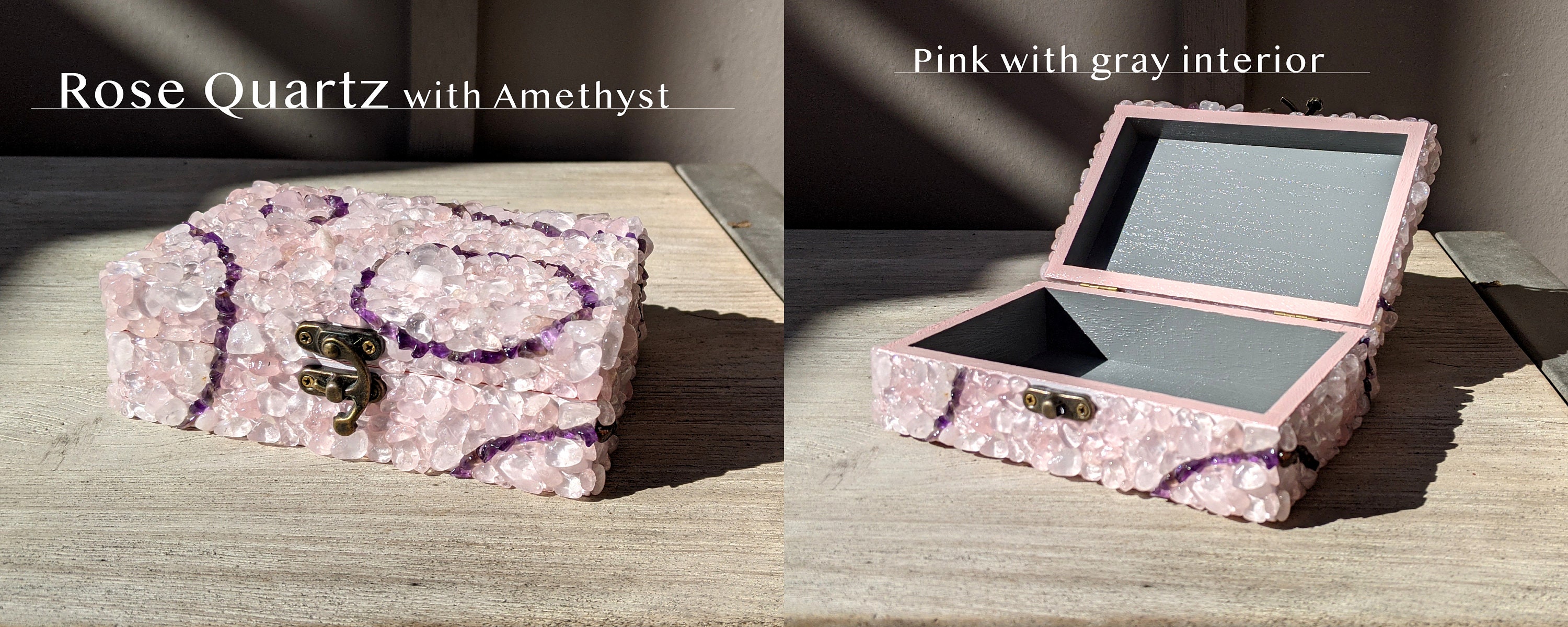 Crystal Box Handmade Gemstone Encrusted Wood Box Large Etsy
