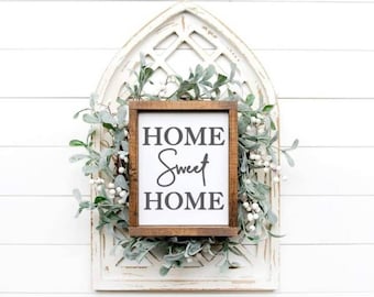 Home sweet home  | Farmhouse Framed modern sign | Home Wall decor | Living room | Wooden sign |Rustic gift | Present |  UK | wall hanging