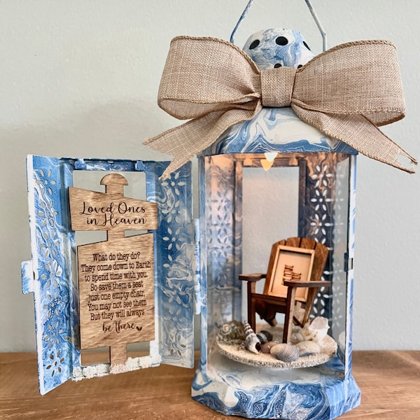 Beach themed In Loving Memory Lanterns, Christmas In Heaven Lanterns, memorial, Remembering Loved Ones, Grief gift, loss of loved one