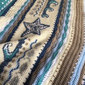 Nautical seaside crochet throw