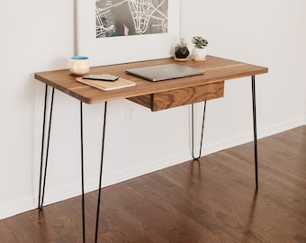 MODER | Minimalist Walnut Butcher Block Desk - Mid Century Modern MCM