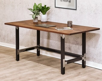 VINDE | Solid Walnut Desk w/ Industrial Steel Metal Legs - Minimalist, Simple, Modern