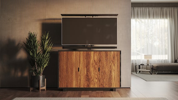 VON | Japanese Inspired Hidden TV Lift Cabinet - Etsy