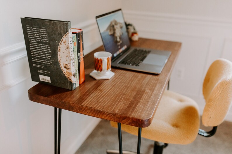 Minimalist Pine Butcher Block Desk Small Computer Desk Etsy