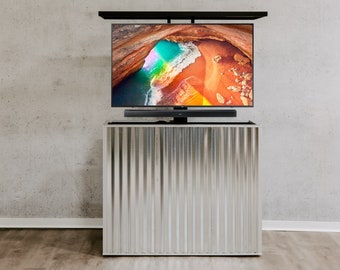 Outdoor Hidden TV Lift Cabinet | Industrial Galvanized | Nexus TV Lift
