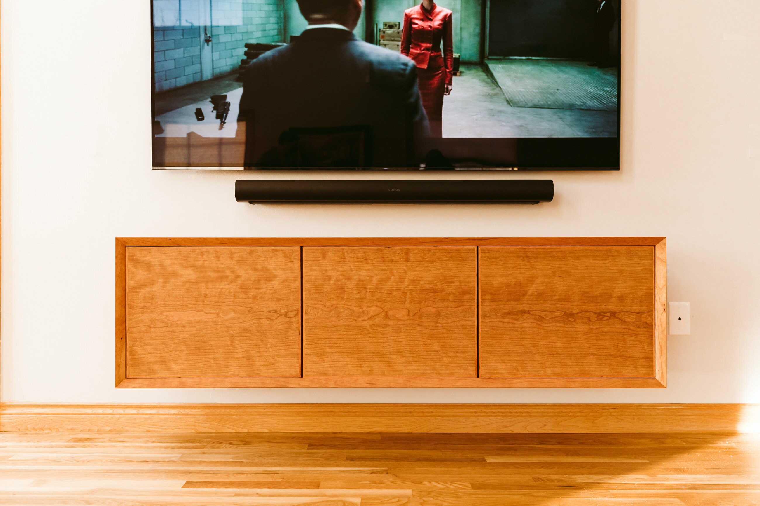 Modern Floating Media Console Large TV Cherry Minimalist Etsy Canada