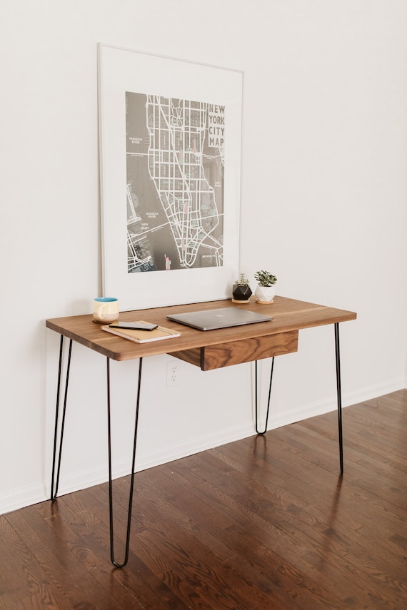 MODER Minimalist Walnut Butcher Block Desk Mid Century Modern MCM
