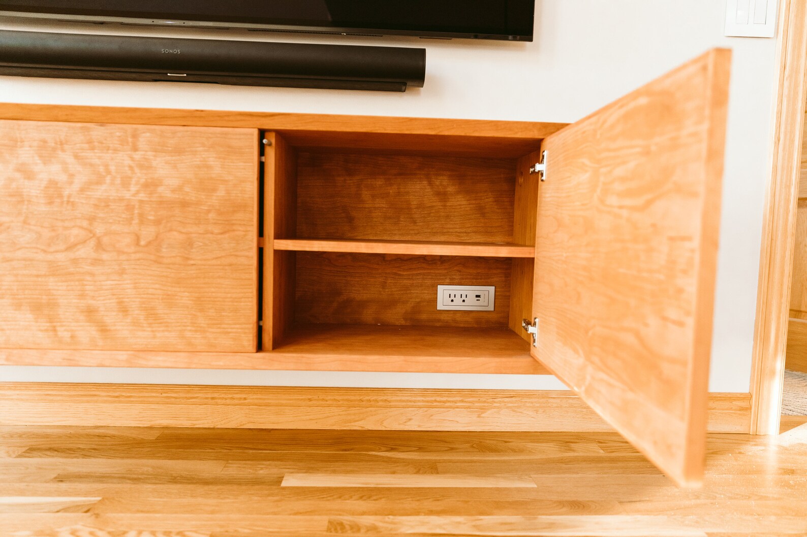 Modern Floating Media Console Large TV Cherry Minimalist Etsy