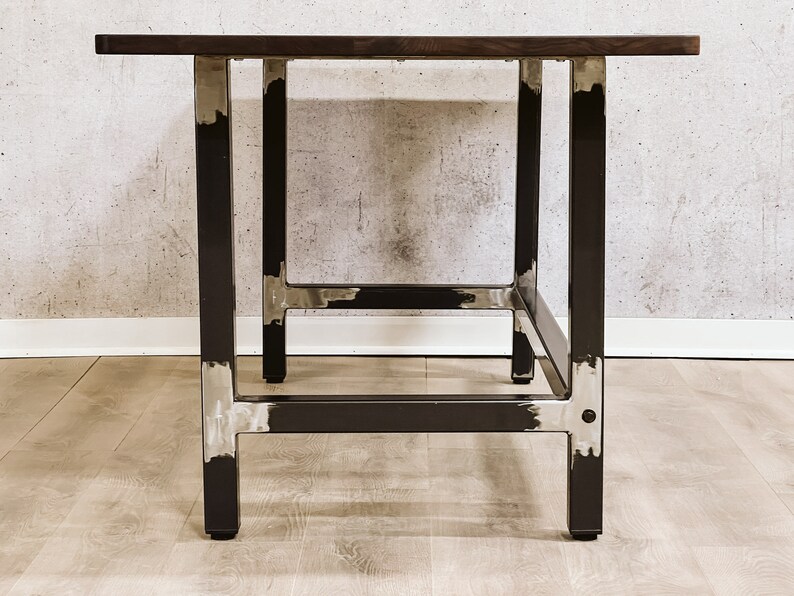 VINDE Solid Walnut Desk w/ Industrial Steel Metal Legs Minimalist, Simple, Modern image 6