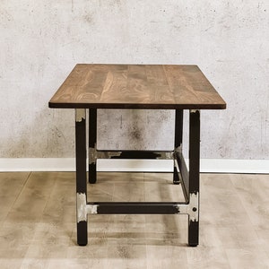 VINDE Solid Walnut Desk w/ Industrial Steel Metal Legs Minimalist, Simple, Modern image 5