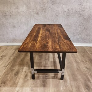 VINDE Solid Walnut Desk w/ Industrial Steel Metal Legs Minimalist, Simple, Modern image 7