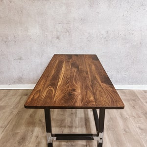 VINDE Solid Walnut Desk w/ Industrial Steel Metal Legs Minimalist, Simple, Modern image 8