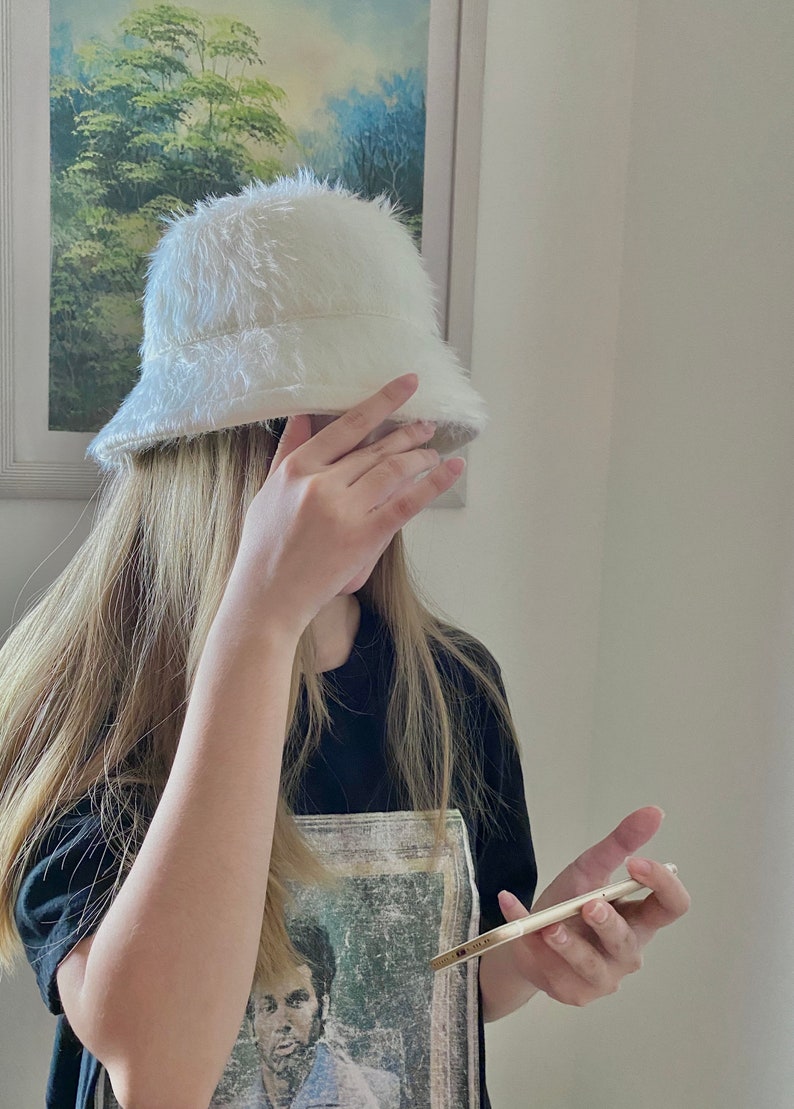 Ivory Furry Bucket Hat Faux Fur Hat Fluffy Bucket Hat | Etsy