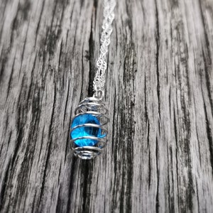 New Good Cause 925 Silver Necklace with cage Pendant with a Blue Luxury Glass Crystal Brilliant