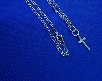 50cm 3mm Male Silver Necklace with Cross