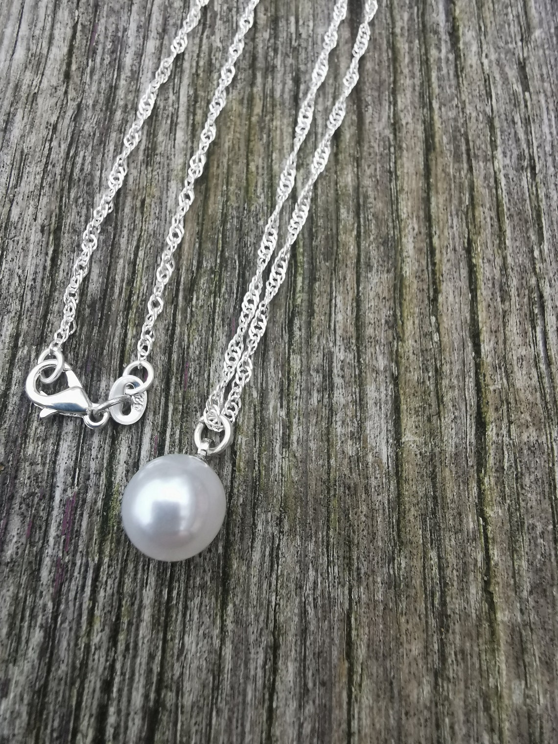 New Good Cause 925 Silver Set Necklace with a ImitationPearl Etsy France