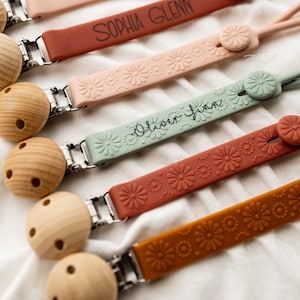 Personalized Silicone Pacifier Clip: Laser Engraved Dummy Chain image 6