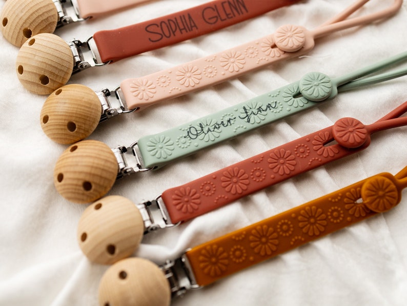 Personalized Silicone Pacifier Clip: Laser Engraved Dummy Chain image 6