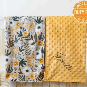 Personalized Minky Baby Blanket: Embroidered Name, Boho Floral, Soft Blanket