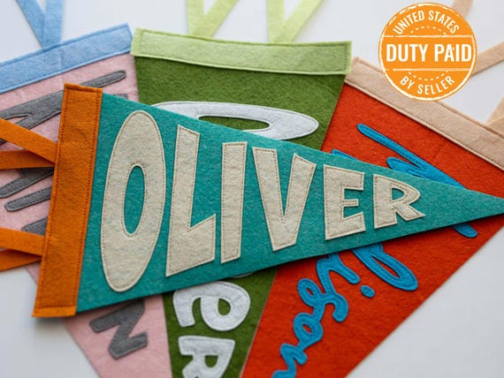 Personalized Name Pennant Flag Custom Felt Name Banner Nursery Decor Baby Shower Gift Kids Room Wall Decor