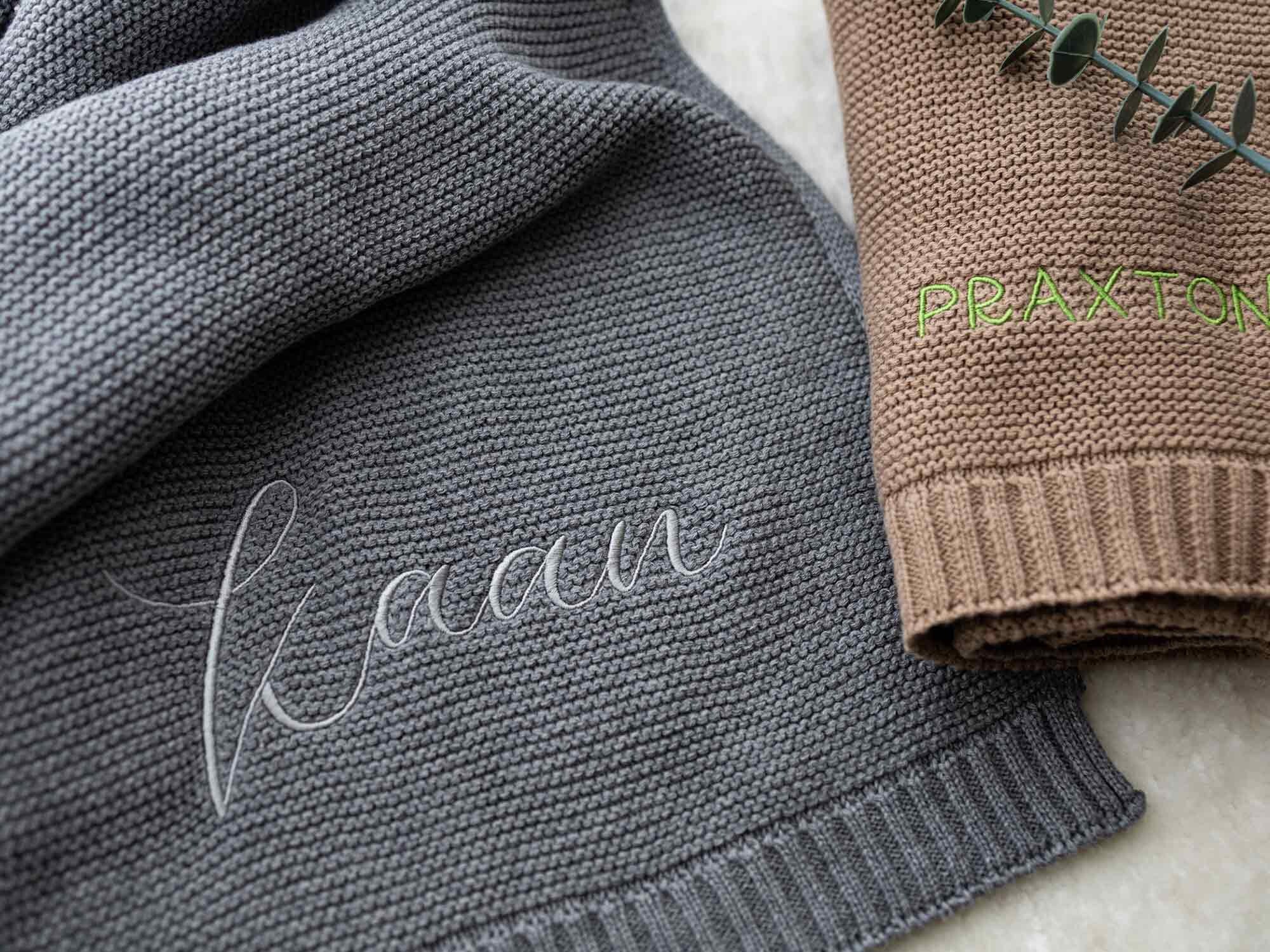 Personalized Knit Baby Blanket Embroidery Gift for Baby Etsy