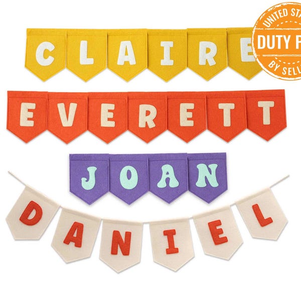 Bannière personnalisée en feutre : décoration de chambre d'enfant personnalisée