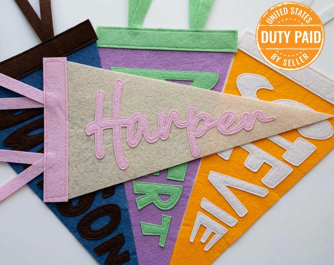 Personalized Name Felt Pennant, Nursery Decor, Baby Gift