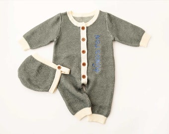 Ensemble barboteuse brodée pour bébé | Body personnalisé pour nouveau-né et bébé garçon | Cadeau de naissance | Combinaison bébé brodée | Tenues bébé fille