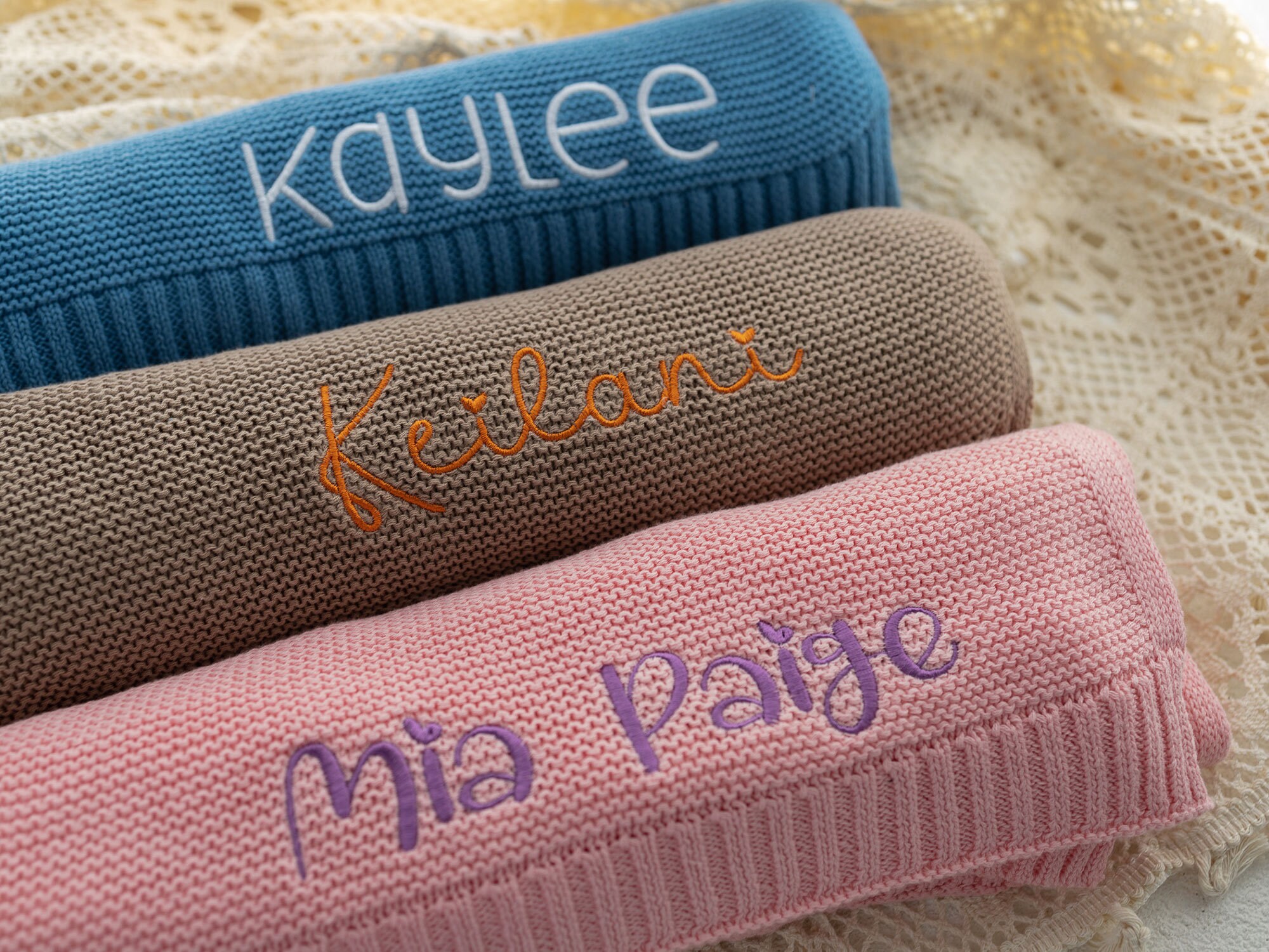 Personalized Knit Baby Blanket Embroidery Gift for Baby Etsy Canada