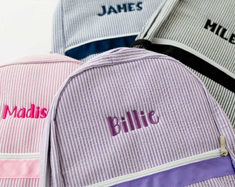 Custom Toddler Seersucker Backpack | Monogrammed Backpack | Kid's Custom Backpack | Back to School | Preschool Book Bag | Personalized Gift