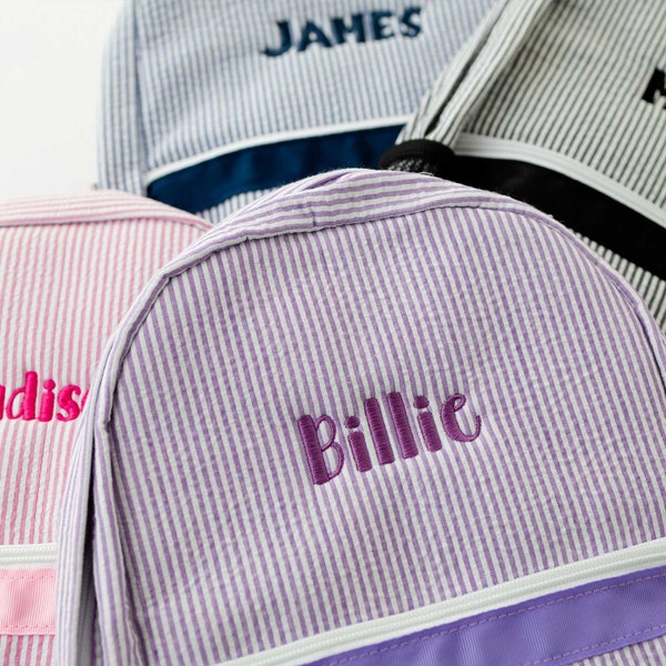 Custom Toddler Seersucker Backpack | Monogrammed Backpack | Kid's Custom Backpack | Back to School | Preschool Book Bag | Personalized Gift