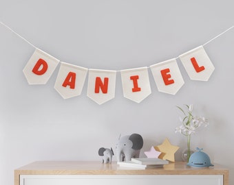 Personalized name bunting, custom name banner, birthday banner, nursery, children's room  decor, baby shower banner,Felt Hanging Banner