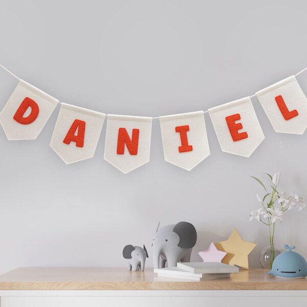 Personalized name bunting, custom name banner, birthday banner, nursery, children's room  decor, baby shower banner,Felt Hanging Banner