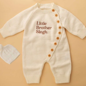 Embroidery Baby Romper Set Personalized Coming Home Outfit Newborn Infant Baby Boy Bodysuit Babyshower Gift Embroidery Baby Jumpsuit image 2