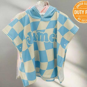 Personalized Towel Poncho for Kids, Hooded Beach Towel for Girl, Surf Poncho Swim Changing Robe Microfiber Bath Towel, Girl's birthday gift
