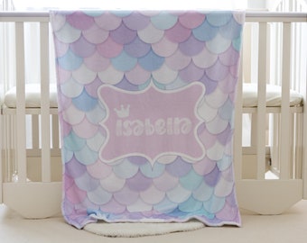 Mermaid Personalized Baby Name Blanket, Baby shower gift, Baby Name Blanket, Baby Girl Blanket, Baby Boy Blanket, Baby  Gift