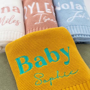 Personalisierte Babydecke stricken | Stickerei Geschenk zur Geburt Kinderwagendecke | Monogrammiert Neugeborenen Baby Geschenk | Zoll bezahlt
