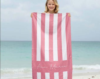 Personalized Beach Towel, Custom Name, Microfiber or Premium Blend