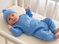 Personalized Embroidered Baby Romper Set: Newborn Cotton Knit Bodysuit & Hat