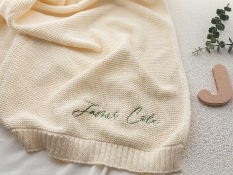 Personalized Knit Baby Blanket Embroidery Gift for Baby Etsy