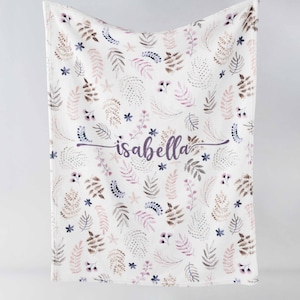 Personalized Baby Blanket Floral Minky Newborn Blanket Customized Baby Girl Hospital Blanket Name Reveal Customized Baby Girl Gift