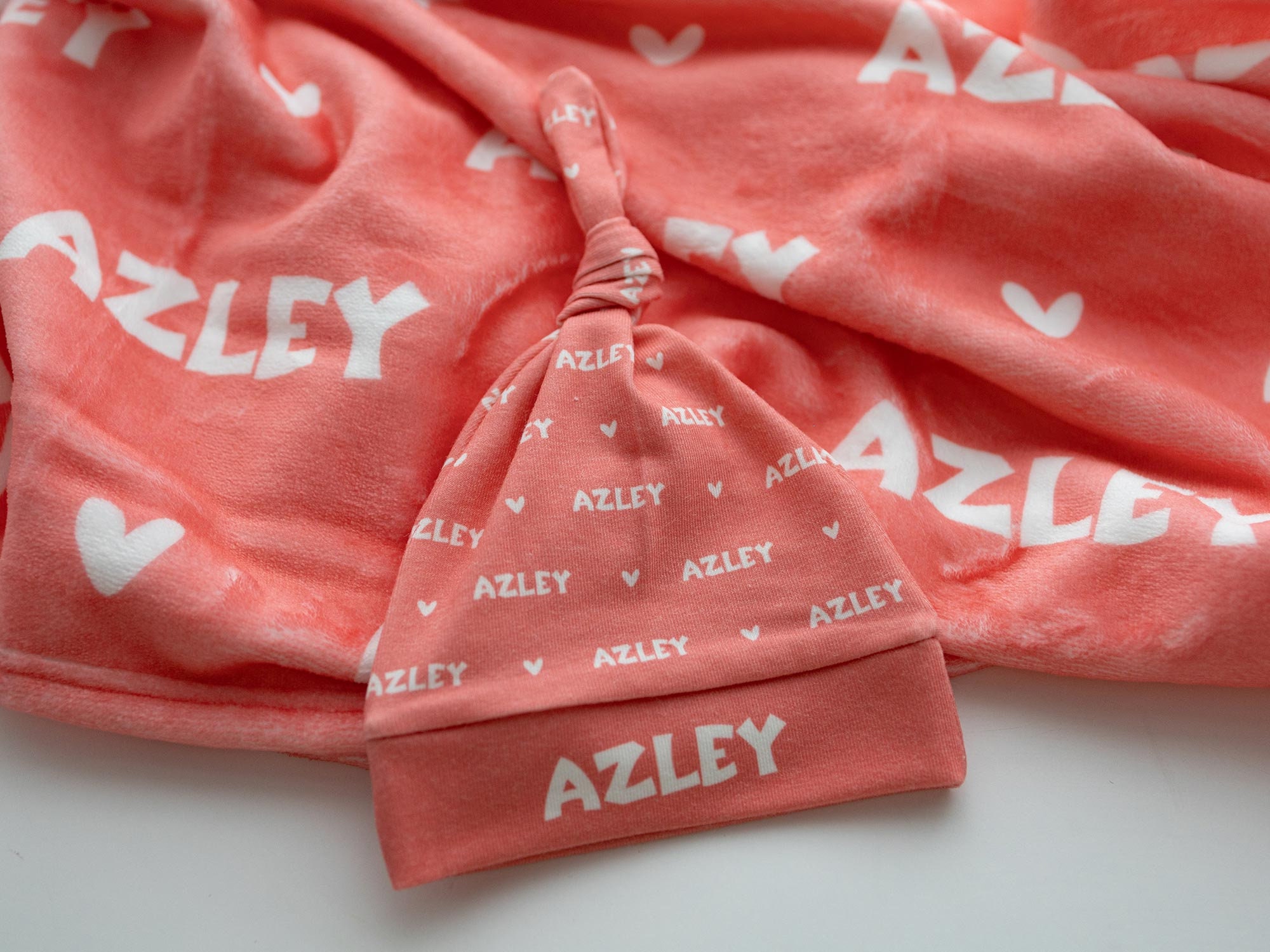 Plush Minky Blanket Set with Hat/Bow, Personalized Name Blanket with Hat, Personalized Jersey Hat, Customized Name Bow