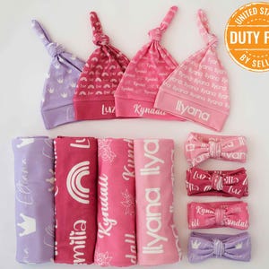 Personalisierte Neugeborenen Swaddle, Baby Mädchen Decke, Benutzerdefinierte Babymütze, Baby Schleife, Baby Name Decke, Baby Swaddle, Baby Junge Dusche Geschenk Neugeborene